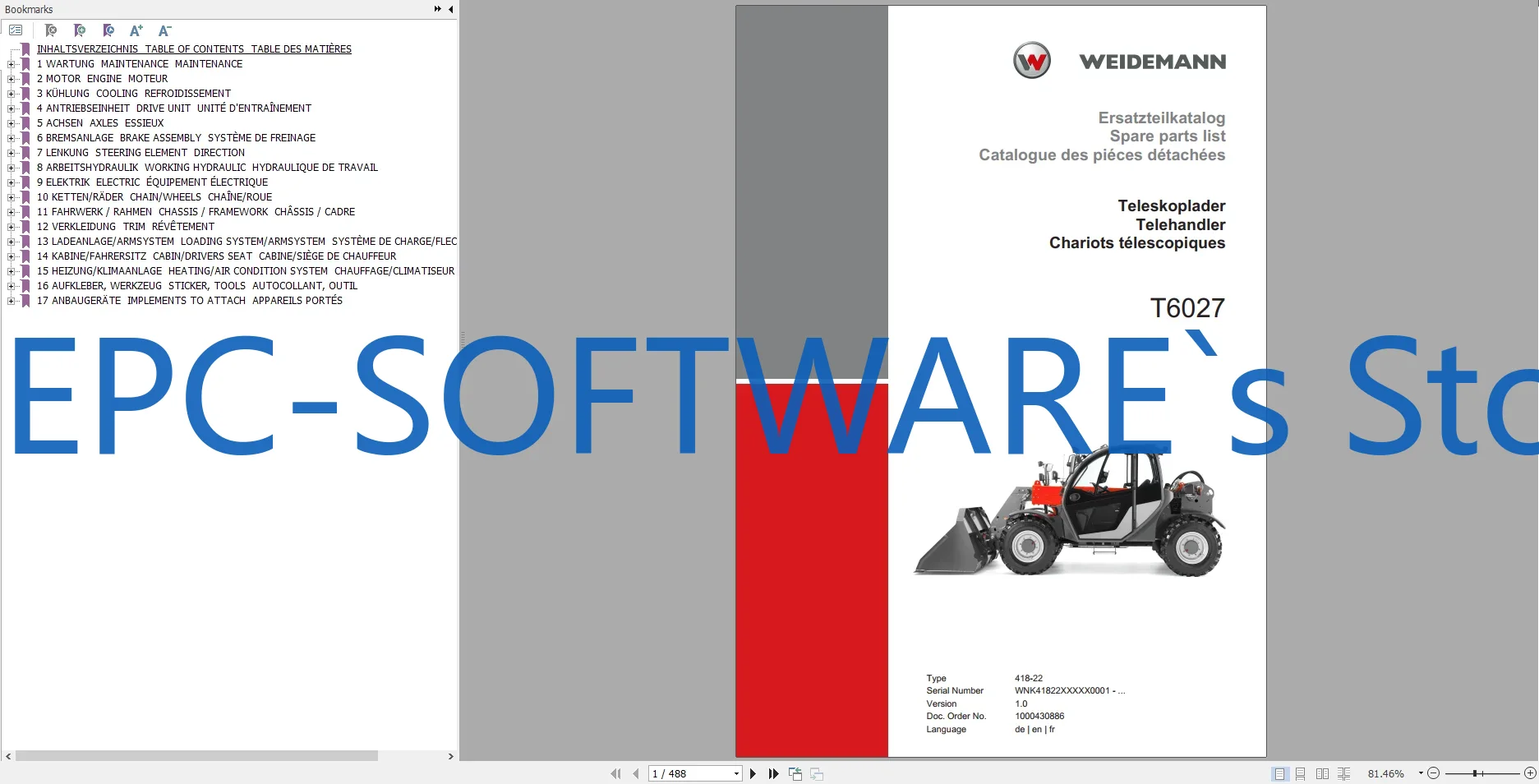 Heavy Equipment Software - EPC-SOFTWARE Weidemann Ağır Ekipman Yedek Parça